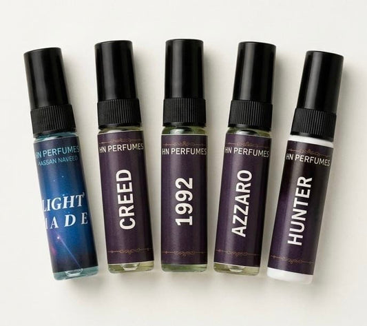 Luxury Perfume Tester Bundle – 5 Premium Miniature Fragrances (Hunter, 1992, Light Ade, Azzaro, Creed 5ml)