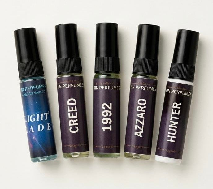 Luxury Perfume Tester Bundle – 5 Premium Miniature Fragrances (Hunter, 1992, Light Ade, Azzaro, Creed 5ml)